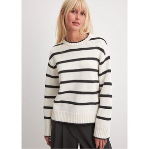 NA-KD Striped Knitted Sweater Black & White Women’s Small